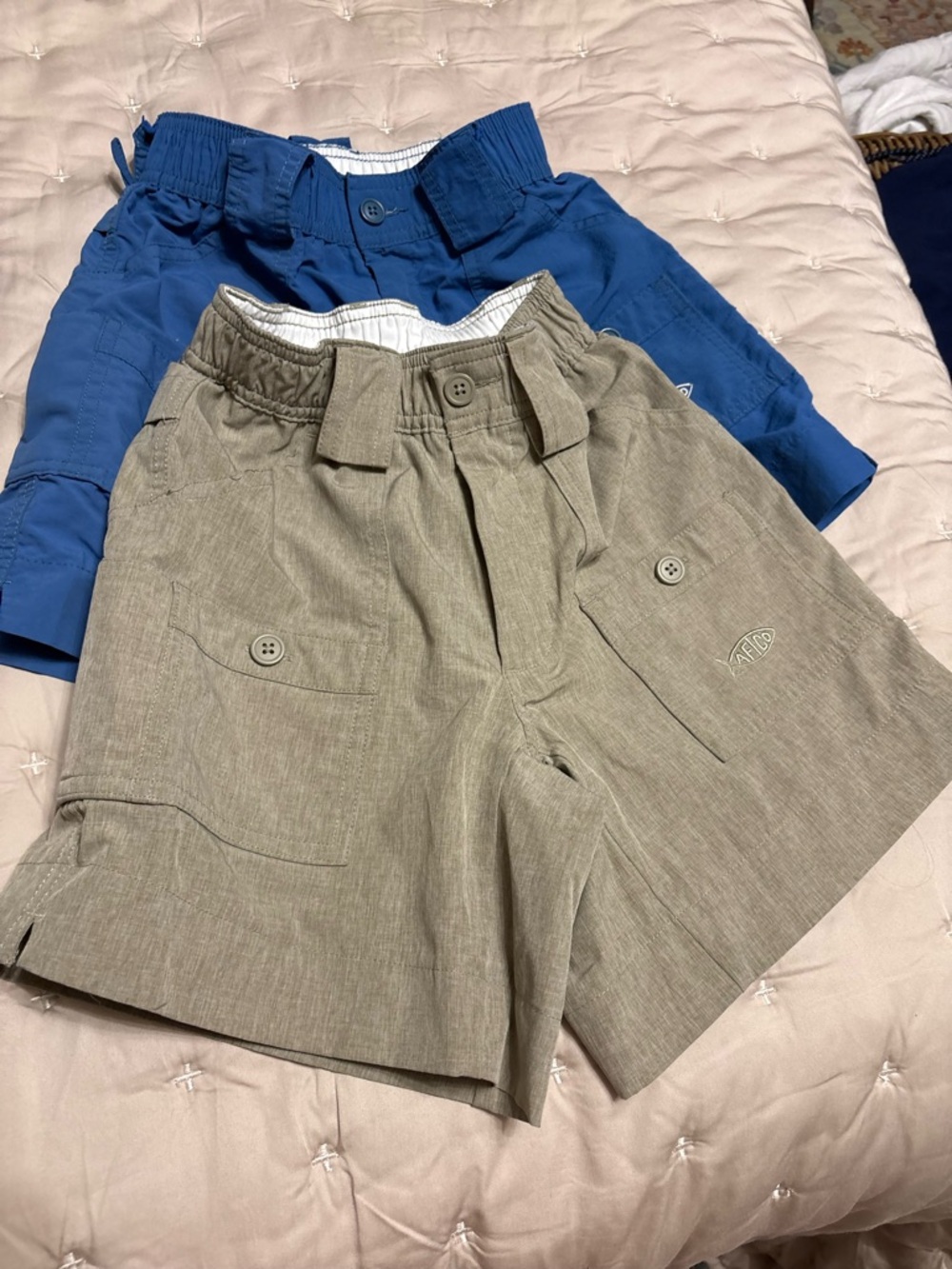 AFTCO fishing Casual Khaki Shorts with Blue Pair - Neutral & Blue